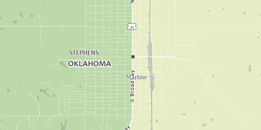 snip of map showing Marlow, OK
